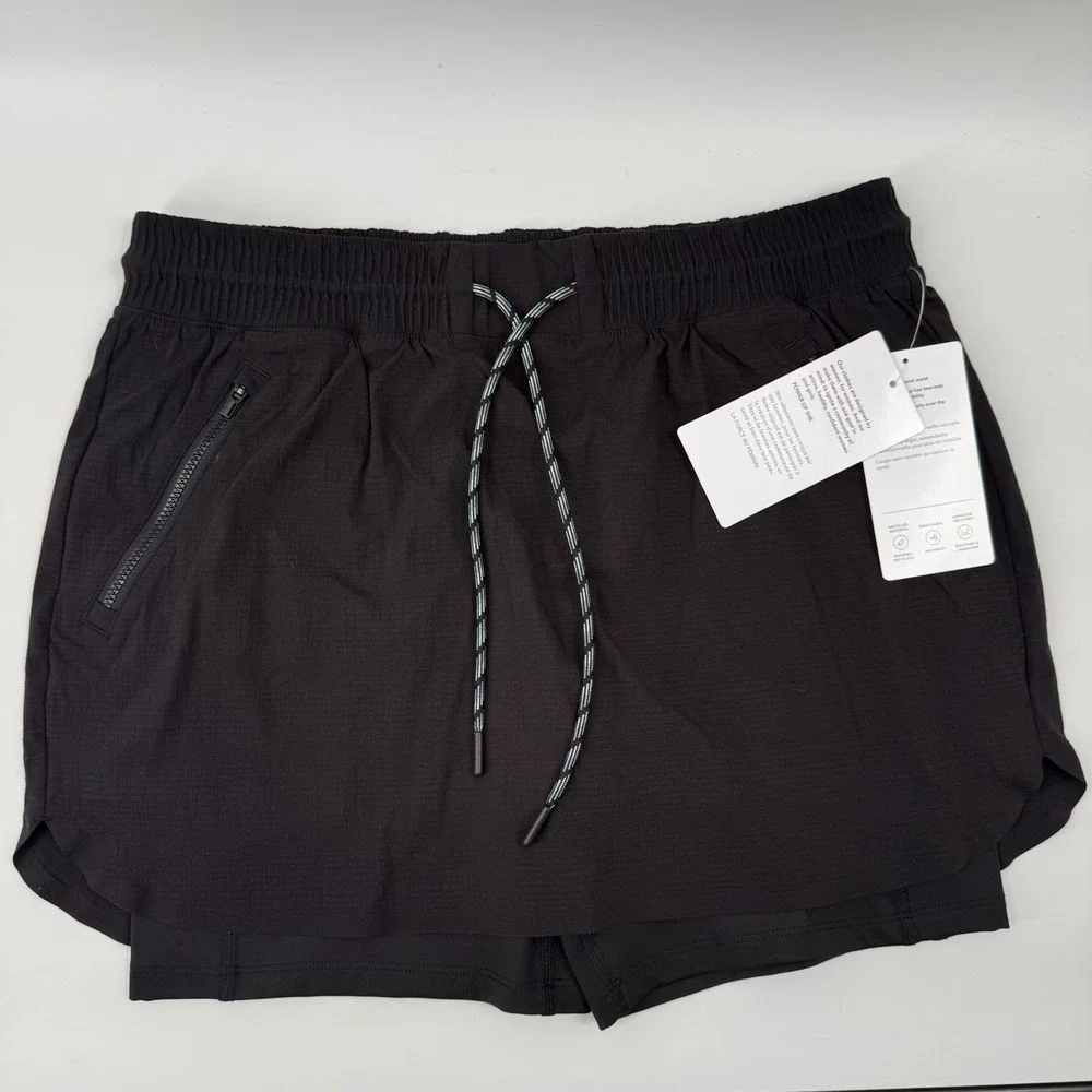 Athleta Trekkie Skort Womens 10 Black Ripstop Hiking Active Skirt New With Tags